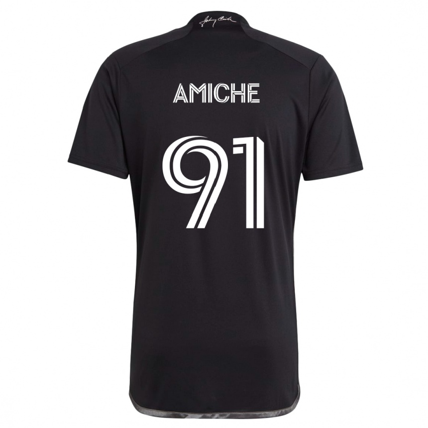 Kids Football Kemy Amiche #91 Black Away Jersey 2024/25 T-Shirt Australia