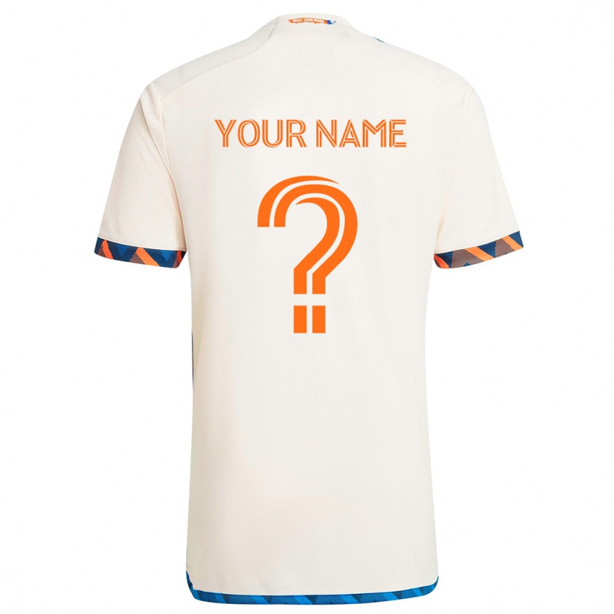 Kids Football Your Name #0 White Orange Away Jersey 2024/25 T-Shirt Australia