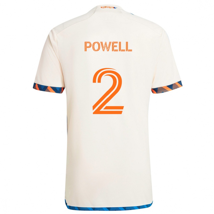 Kids Football Alvas Powell #2 White Orange Away Jersey 2024/25 T-Shirt Australia