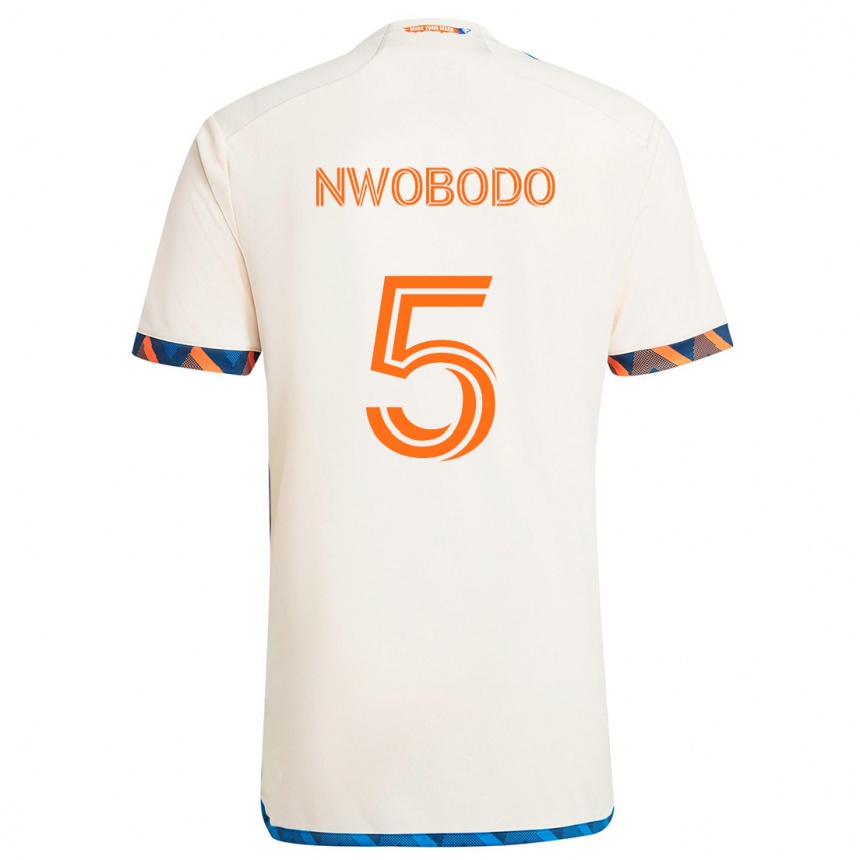 Kids Football Obinna Nwobodo #5 White Orange Away Jersey 2024/25 T-Shirt Australia