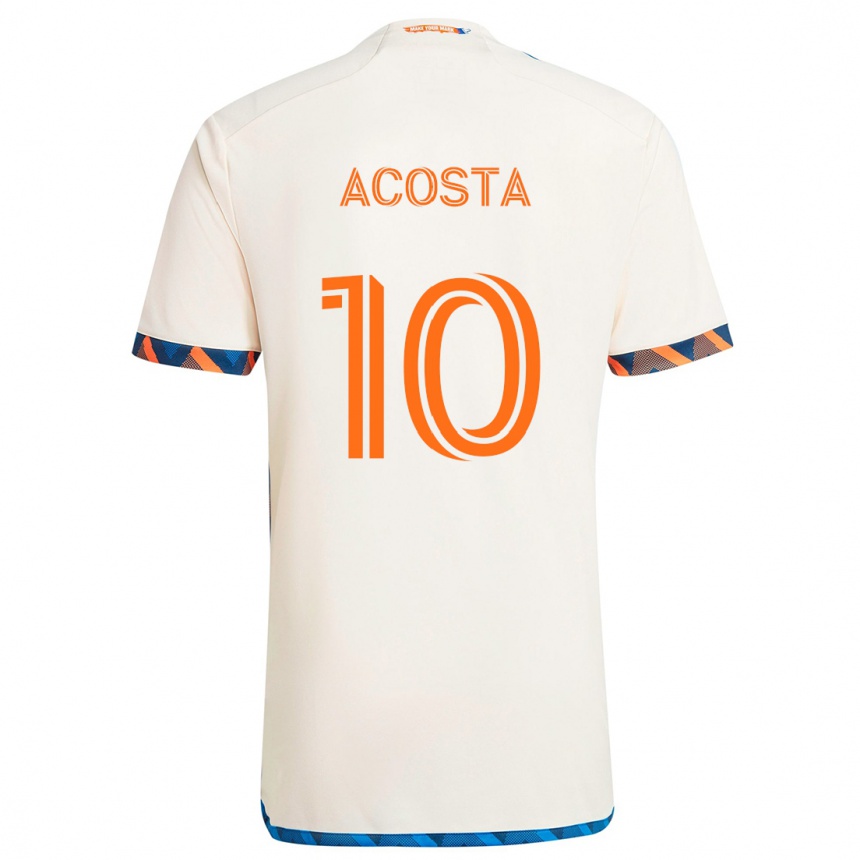 Kids Football Luciano Acosta #10 White Orange Away Jersey 2024/25 T-Shirt Australia