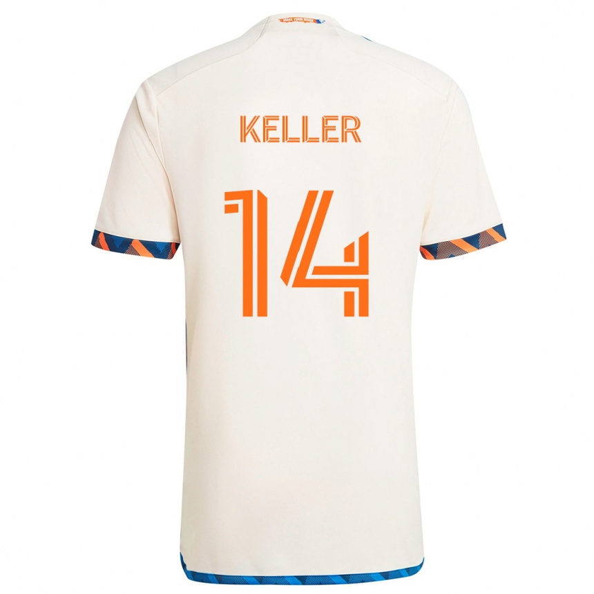 Kids Football Kipp Keller #14 White Orange Away Jersey 2024/25 T-Shirt Australia