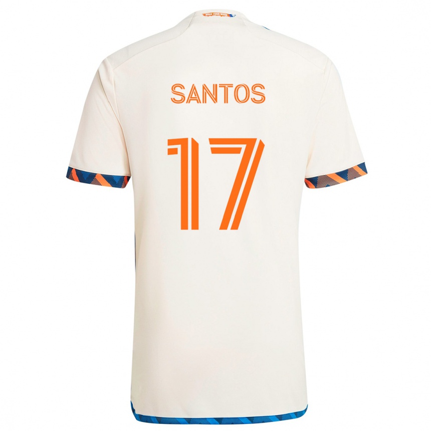 Kids Football Sergio Santos #17 White Orange Away Jersey 2024/25 T-Shirt Australia