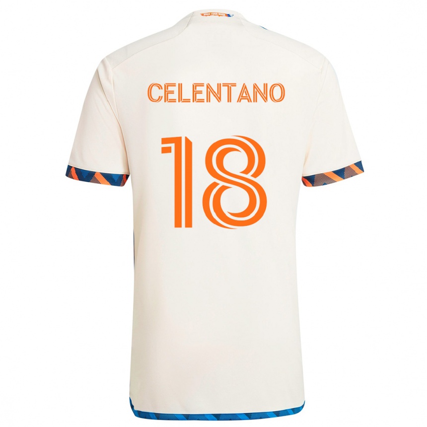 Kids Football Roman Celentano #18 White Orange Away Jersey 2024/25 T-Shirt Australia