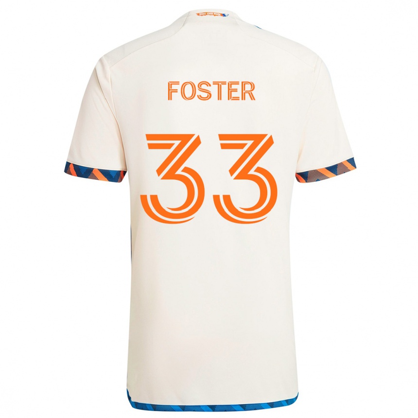 Kids Football Isaiah Foster #33 White Orange Away Jersey 2024/25 T-Shirt Australia