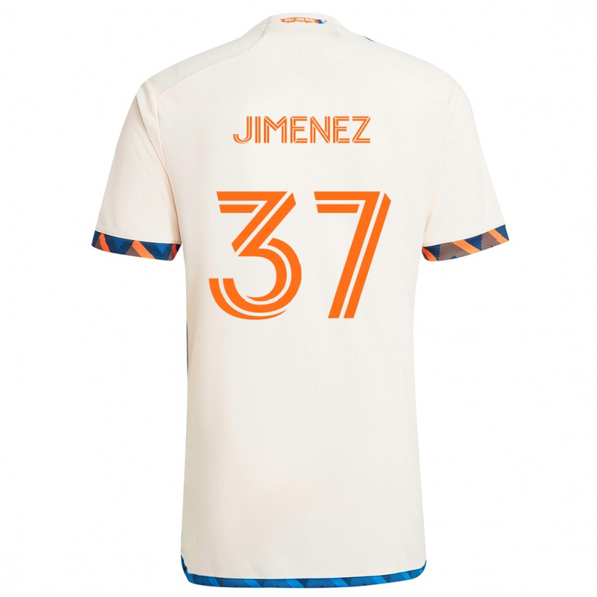 Kids Football Stiven Jimenez #37 White Orange Away Jersey 2024/25 T-Shirt Australia