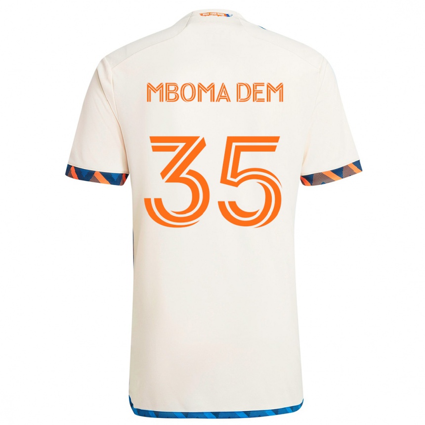 Kids Football Kenji Mboma Dem #35 White Orange Away Jersey 2024/25 T-Shirt Australia