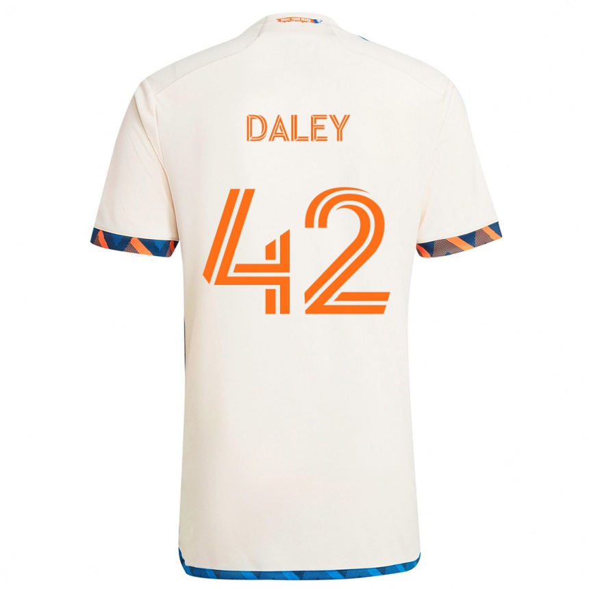 Kids Football Amir Daley #42 White Orange Away Jersey 2024/25 T-Shirt Australia