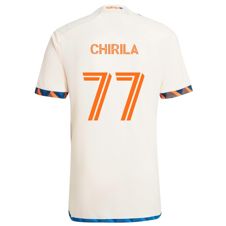 Kids Football Stefan Chirila #77 White Orange Away Jersey 2024/25 T-Shirt Australia