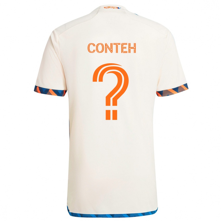 Kids Football Haroun Conteh #0 White Orange Away Jersey 2024/25 T-Shirt Australia