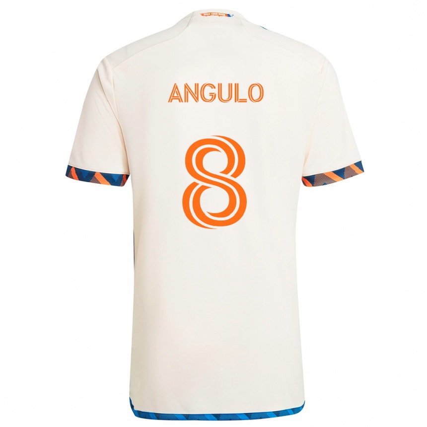 Kids Football Marco Angulo #8 White Orange Away Jersey 2024/25 T-Shirt Australia