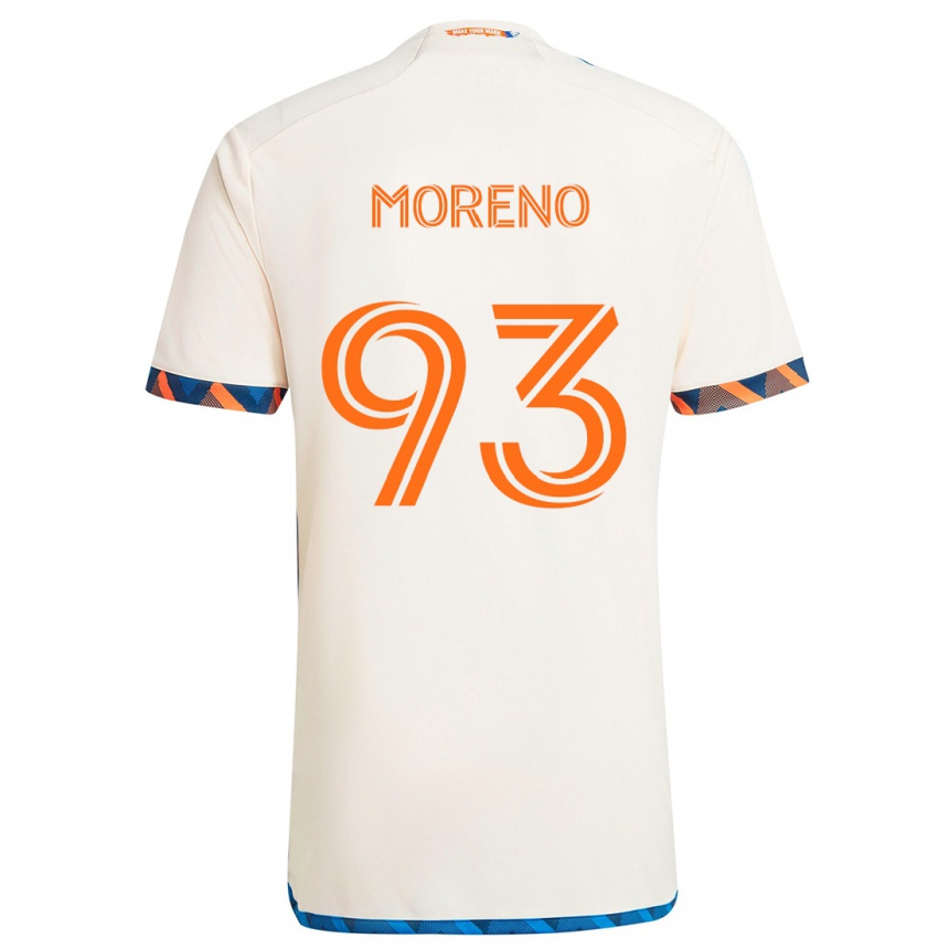 Kids Football Júnior Moreno #93 White Orange Away Jersey 2024/25 T-Shirt Australia