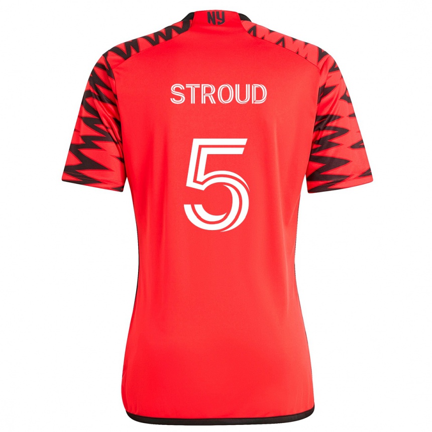 Kids Football Peter Stroud #5 Red Black White Away Jersey 2024/25 T-Shirt Australia