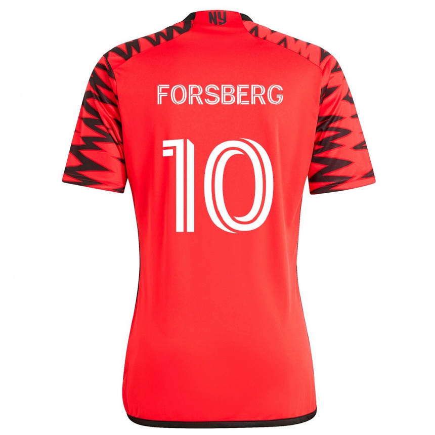 Kids Football Emil Forsberg #10 Red Black White Away Jersey 2024/25 T-Shirt Australia