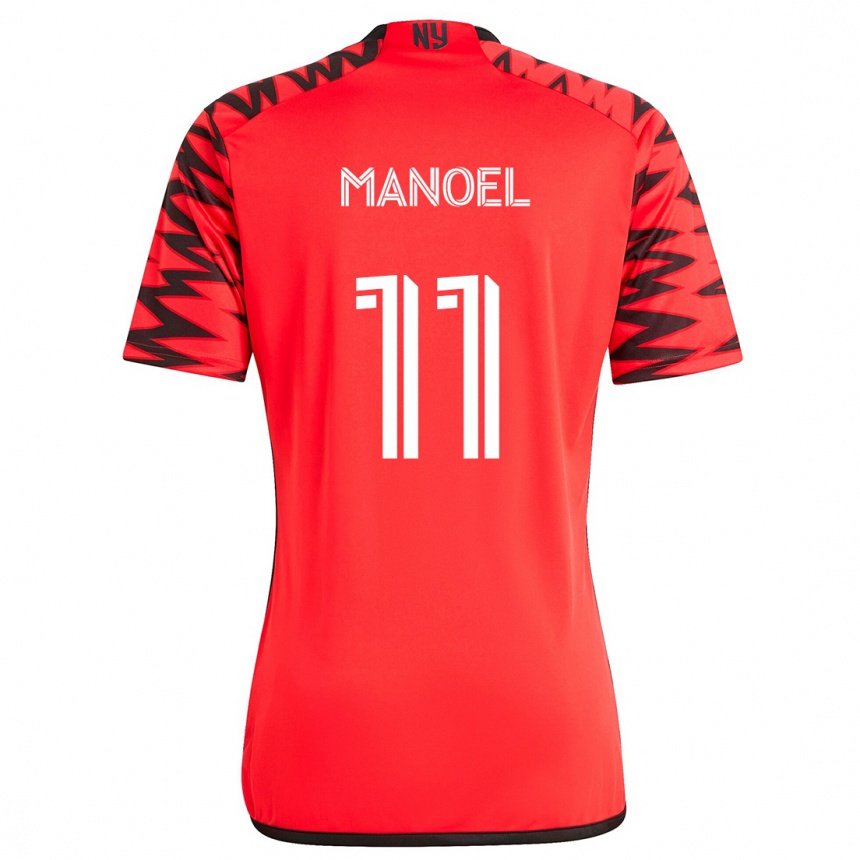 Kids Football Elias Manoel #11 Red Black White Away Jersey 2024/25 T-Shirt Australia