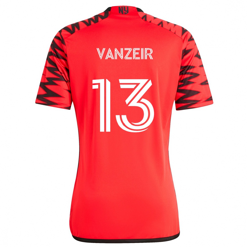 Kids Football Dante Vanzeir #13 Red Black White Away Jersey 2024/25 T-Shirt Australia