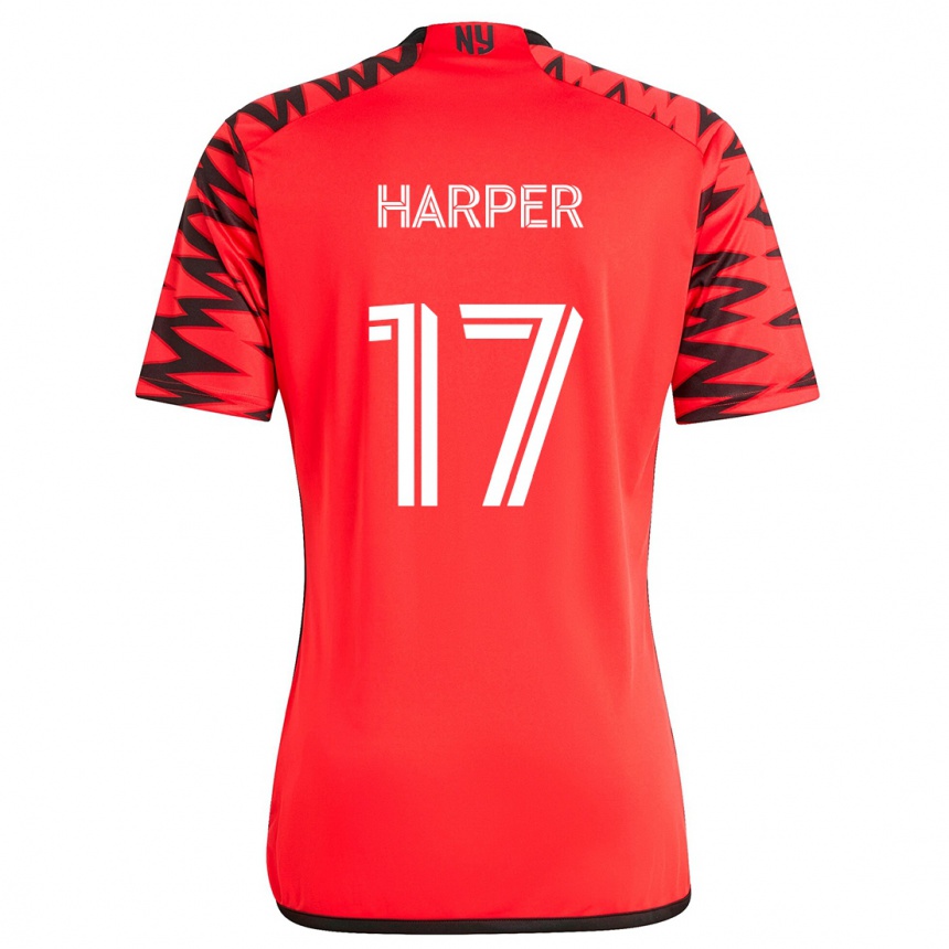 Kids Football Cameron Harper #17 Red Black White Away Jersey 2024/25 T-Shirt Australia