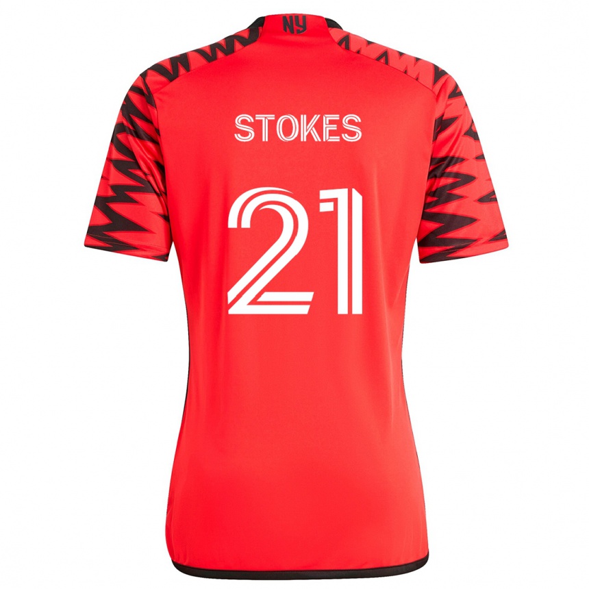 Kids Football Aidan Stokes #21 Red Black White Away Jersey 2024/25 T-Shirt Australia