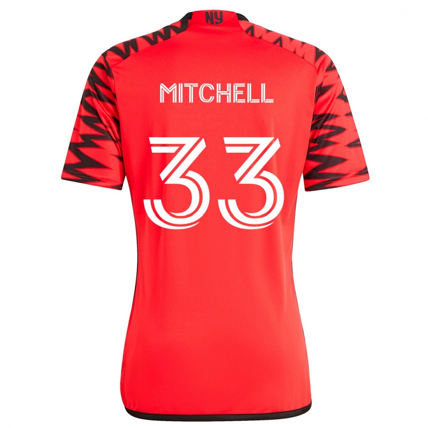 Kids Football Roald Mitchell #33 Red Black White Away Jersey 2024/25 T-Shirt Australia