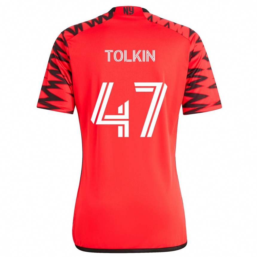 Kids Football John Tolkin #47 Red Black White Away Jersey 2024/25 T-Shirt Australia