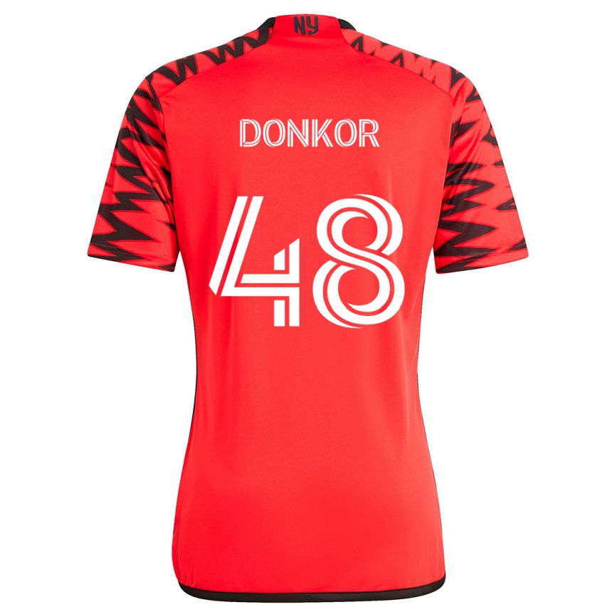 Kids Football Ronald Donkor #48 Red Black White Away Jersey 2024/25 T-Shirt Australia