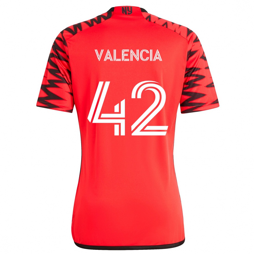 Kids Football Omar Valencia #42 Red Black White Away Jersey 2024/25 T-Shirt Australia