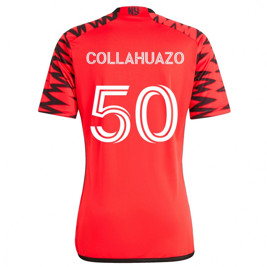 Kids Football Jair Collahuazo #50 Red Black White Away Jersey 2024/25 T-Shirt Australia