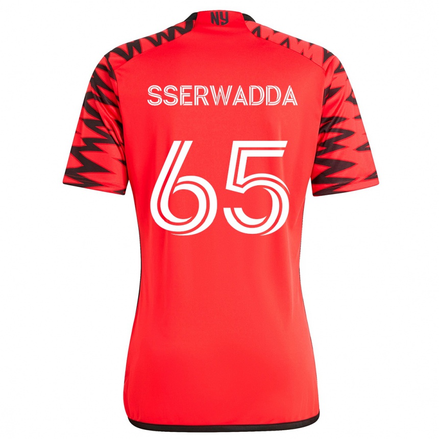 Kids Football Steven Sserwadda #65 Red Black White Away Jersey 2024/25 T-Shirt Australia