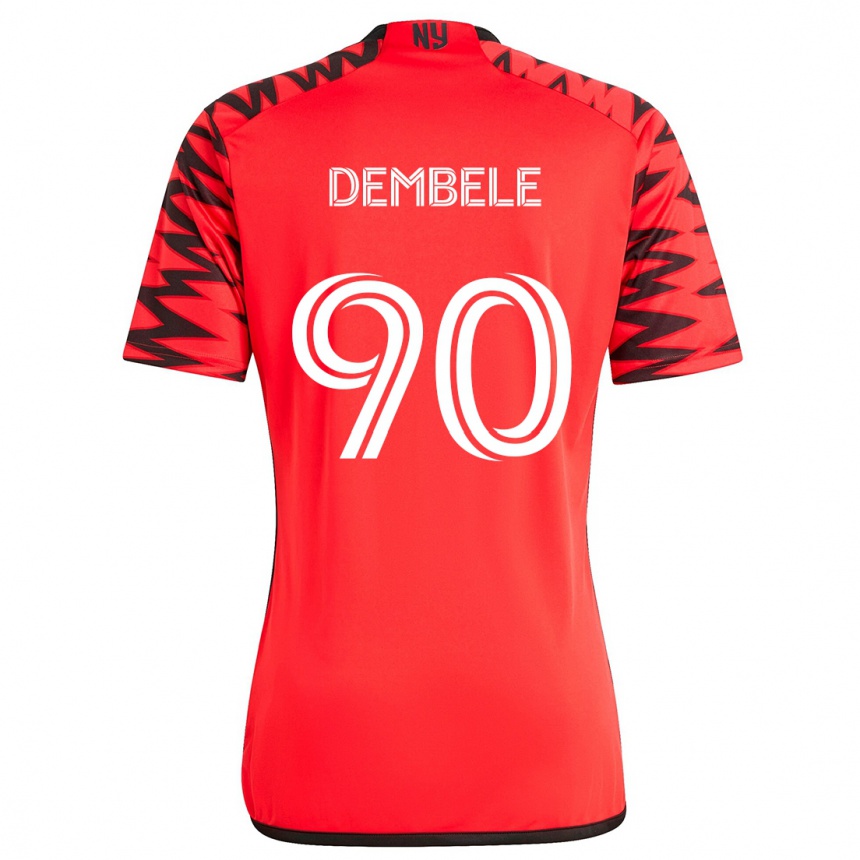 Kids Football Malick Dembele #90 Red Black White Away Jersey 2024/25 T-Shirt Australia