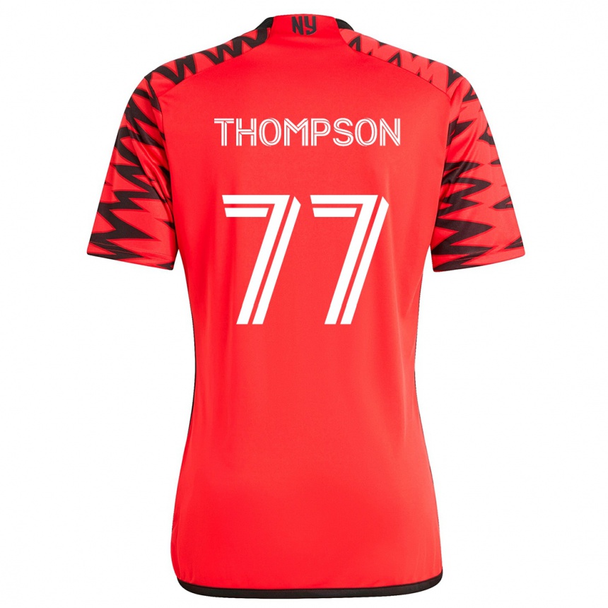 Kids Football Amos Shapiro-Thompson #77 Red Black White Away Jersey 2024/25 T-Shirt Australia