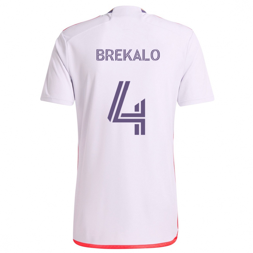 Kids Football David Brekalo #4 White Red Purple Away Jersey 2024/25 T-Shirt Australia