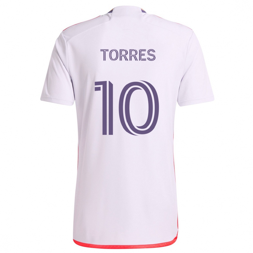 Kids Football Facundo Torres #10 White Red Purple Away Jersey 2024/25 T-Shirt Australia