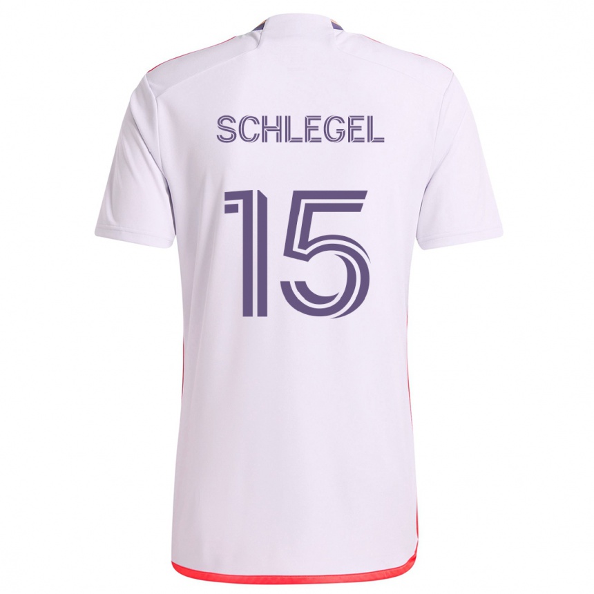 Kids Football Rodrigo Schlegel #15 White Red Purple Away Jersey 2024/25 T-Shirt Australia