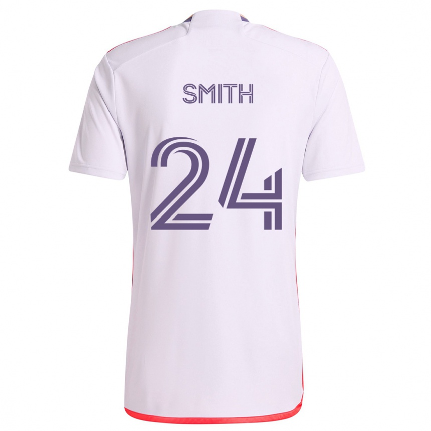 Kids Football Kyle Smith #24 White Red Purple Away Jersey 2024/25 T-Shirt Australia