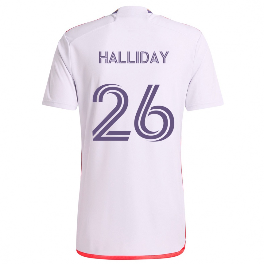 Kids Football Michael Halliday #26 White Red Purple Away Jersey 2024/25 T-Shirt Australia