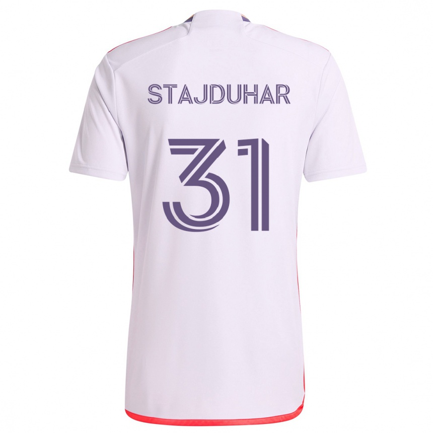 Kids Football Mason Stajduhar #31 White Red Purple Away Jersey 2024/25 T-Shirt Australia