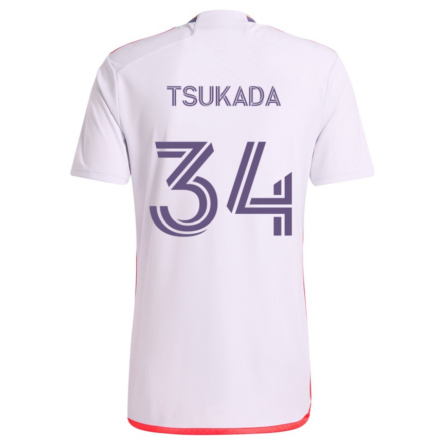 Kids Football Yutaro Tsukada #34 White Red Purple Away Jersey 2024/25 T-Shirt Australia