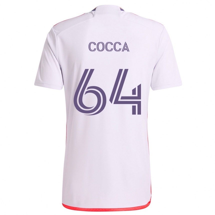 Kids Football Manuel Cocca #64 White Red Purple Away Jersey 2024/25 T-Shirt Australia