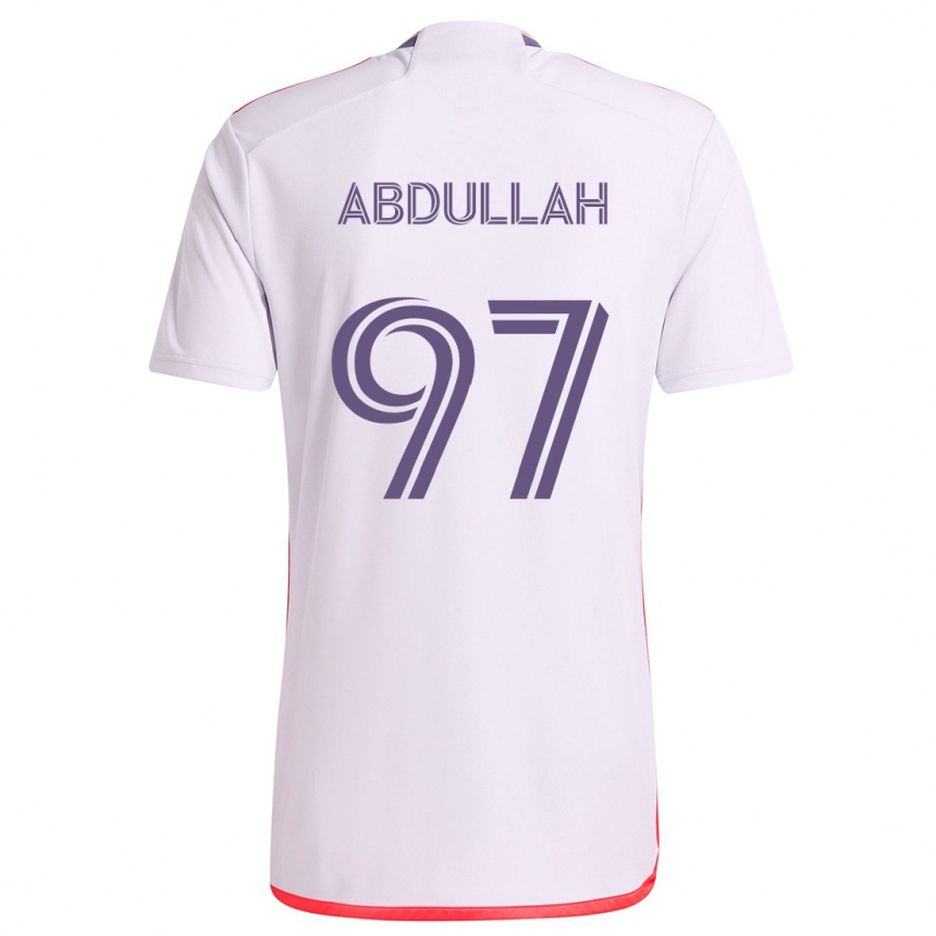 Kids Football Majed Abdullah #97 White Red Purple Away Jersey 2024/25 T-Shirt Australia