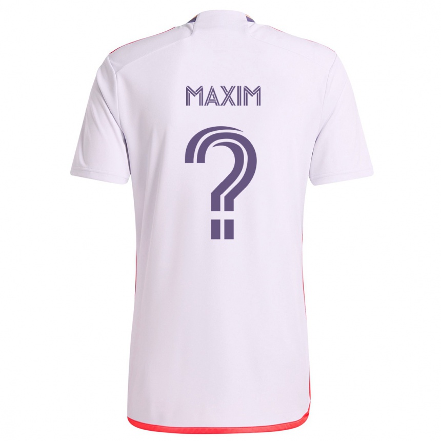 Kids Football Luca Maxim #0 White Red Purple Away Jersey 2024/25 T-Shirt Australia