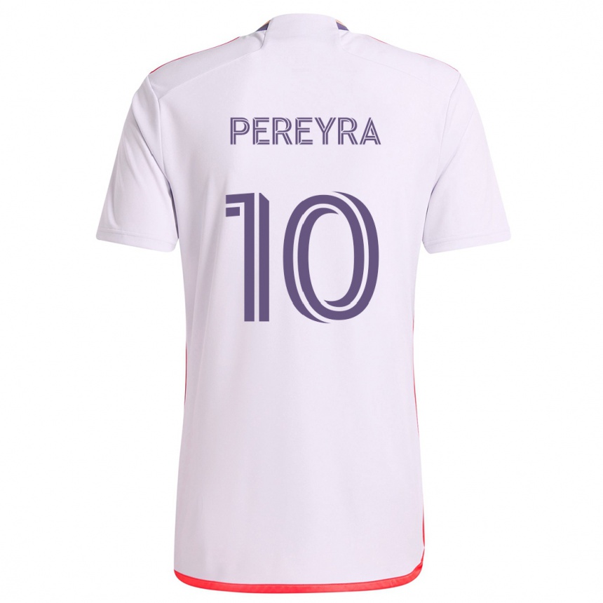 Kids Football Mauricio Pereyra #10 White Red Purple Away Jersey 2024/25 T-Shirt Australia