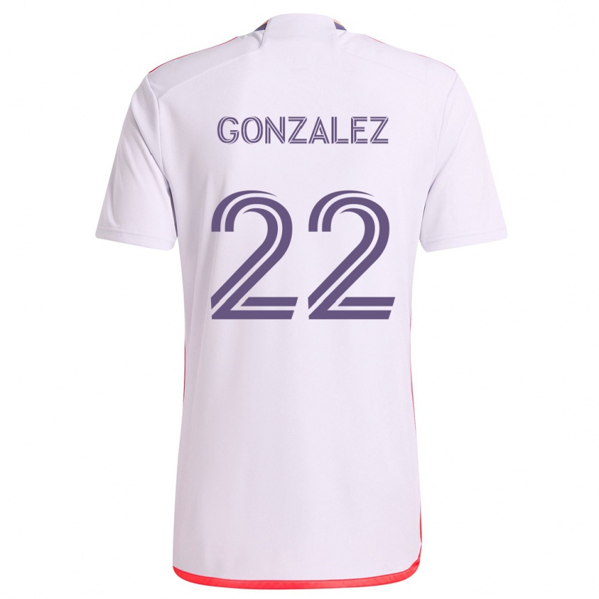 Kids Football Gastón González #22 White Red Purple Away Jersey 2024/25 T-Shirt Australia