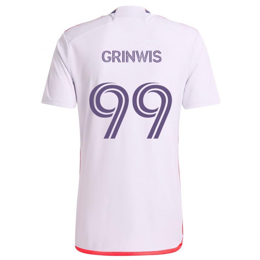 Kids Football Adam Grinwis #99 White Red Purple Away Jersey 2024/25 T-Shirt Australia