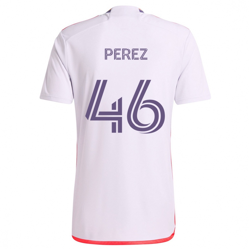 Kids Football Franco Pérez #46 White Red Purple Away Jersey 2024/25 T-Shirt Australia