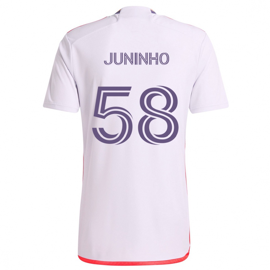 Kids Football Juninho #58 White Red Purple Away Jersey 2024/25 T-Shirt Australia