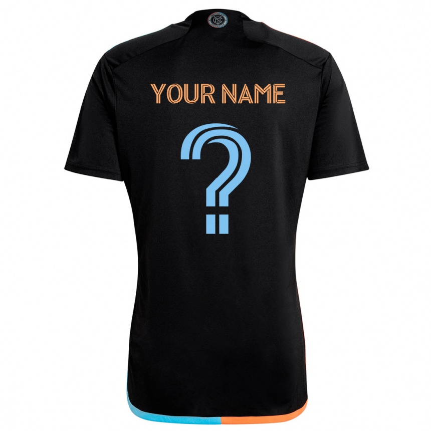 Kids Football Your Name #0 Black Orange Blue Away Jersey 2024/25 T-Shirt Australia