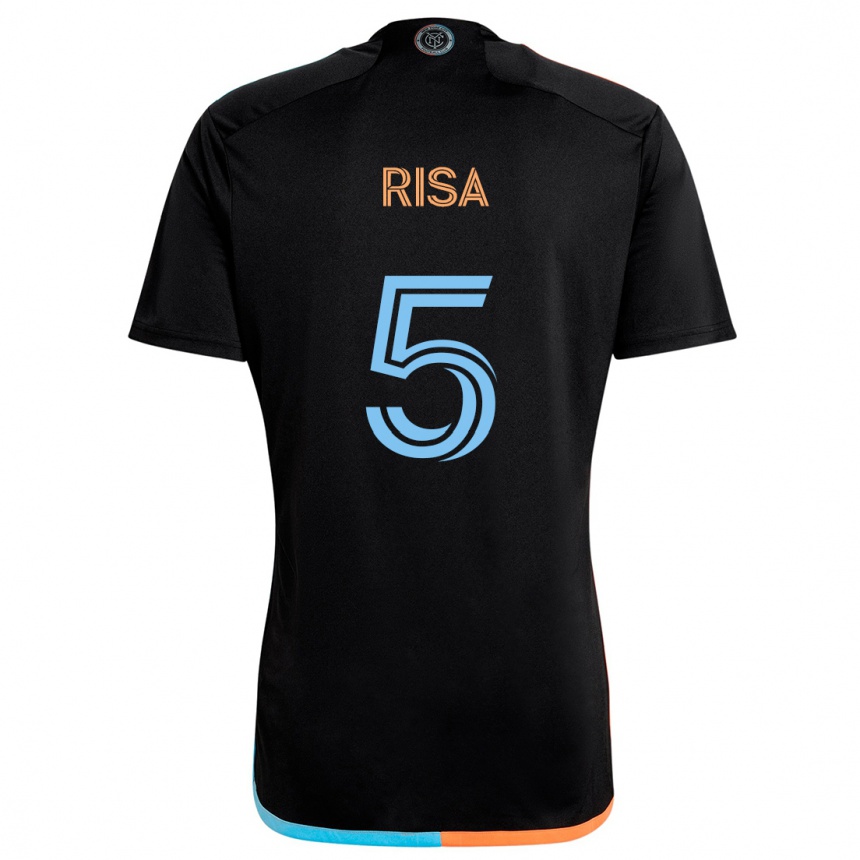 Kids Football Birk Risa #5 Black Orange Blue Away Jersey 2024/25 T-Shirt Australia