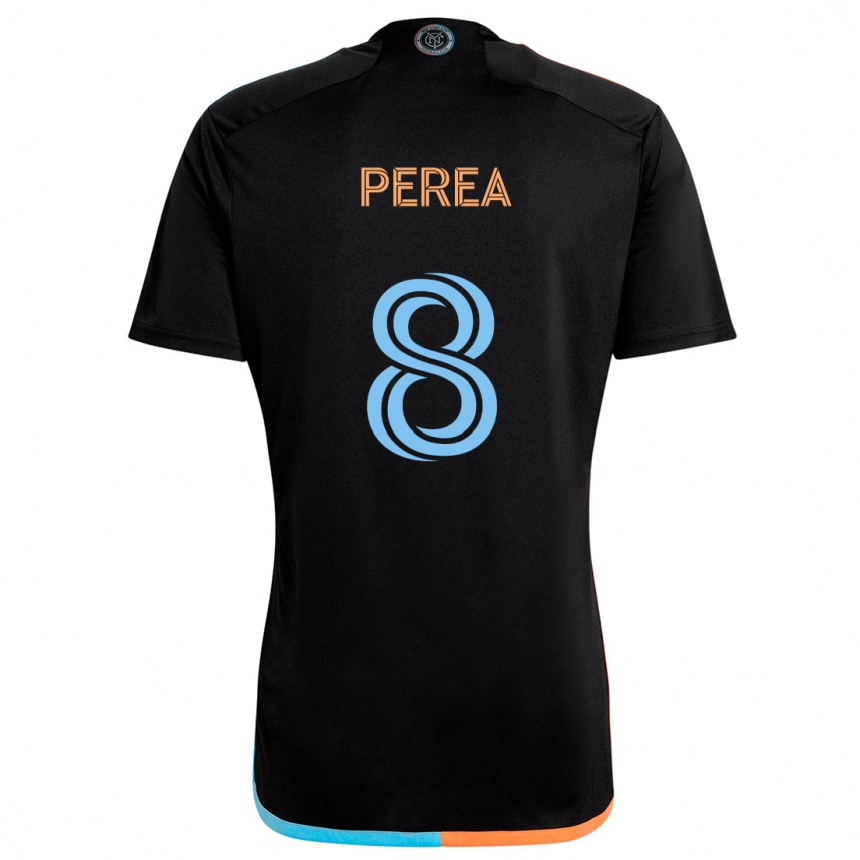 Kids Football Andrés Perea #8 Black Orange Blue Away Jersey 2024/25 T-Shirt Australia