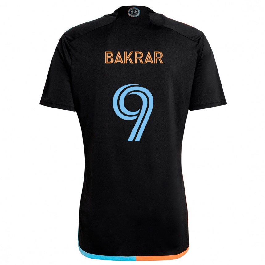 Kids Football Monsef Bakrar #9 Black Orange Blue Away Jersey 2024/25 T-Shirt Australia