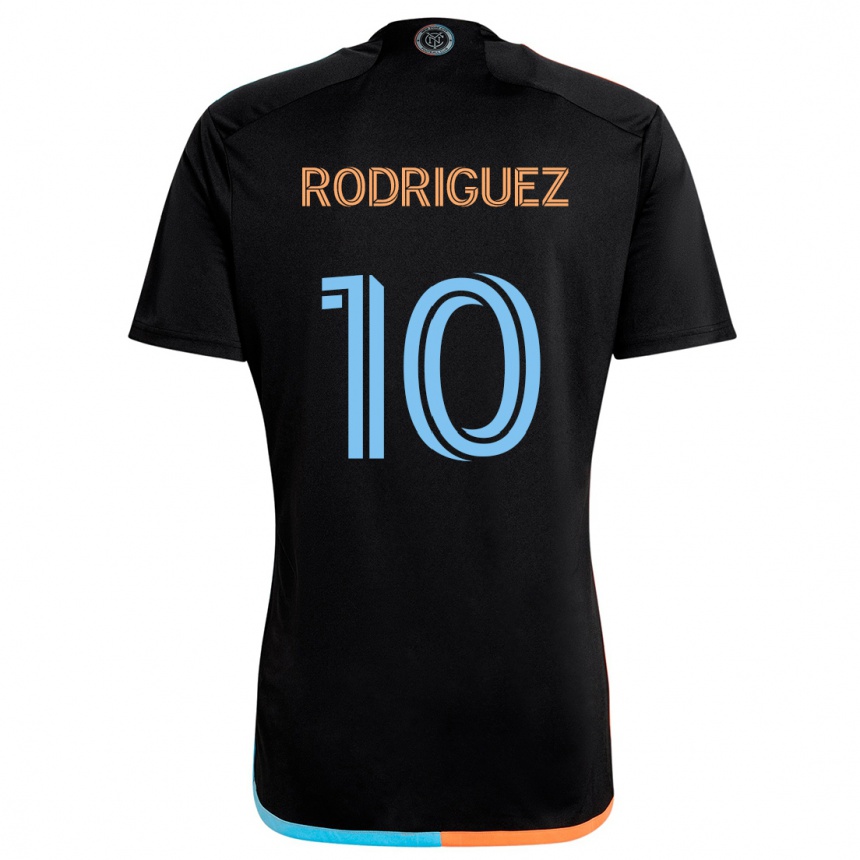 Kids Football Santiago Rodríguez #10 Black Orange Blue Away Jersey 2024/25 T-Shirt Australia